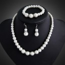 New Miley cheap pearl jewelry sets gold plated faux pearl necklace earring bracelet wedding set